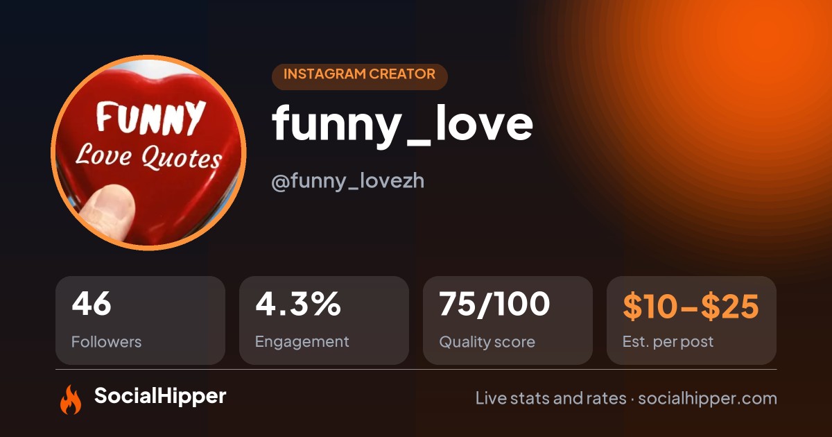 funny_love Instagram stats on SocialHipper