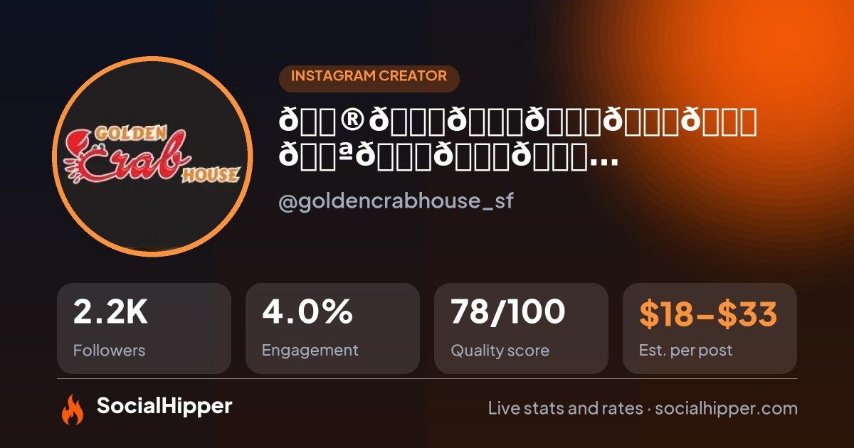 𝑮𝒐𝒍𝒅𝒆𝒏 𝑪𝒓𝒂𝒃 𝑯𝒐𝒖𝒔𝒆 Instagram stats on SocialHipper