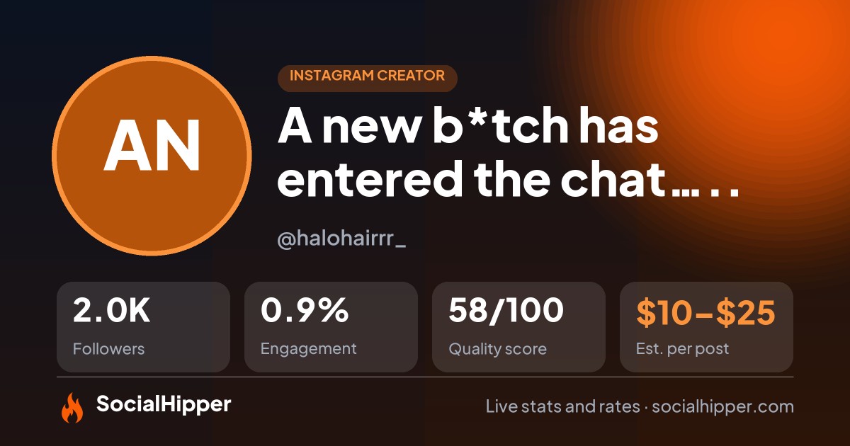A new b*tch has entered the chat….. Instagram stats on SocialHipper