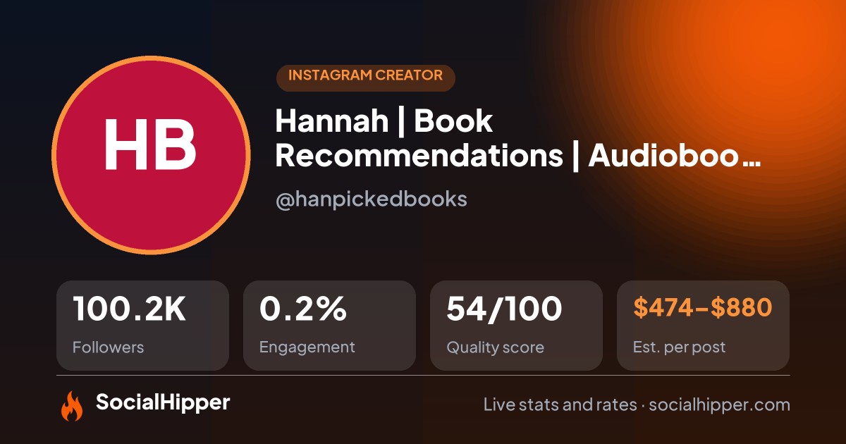 Hannah 🌙🧚 | Book Recommendations | Audiobook Listener Instagram stats on SocialHipper