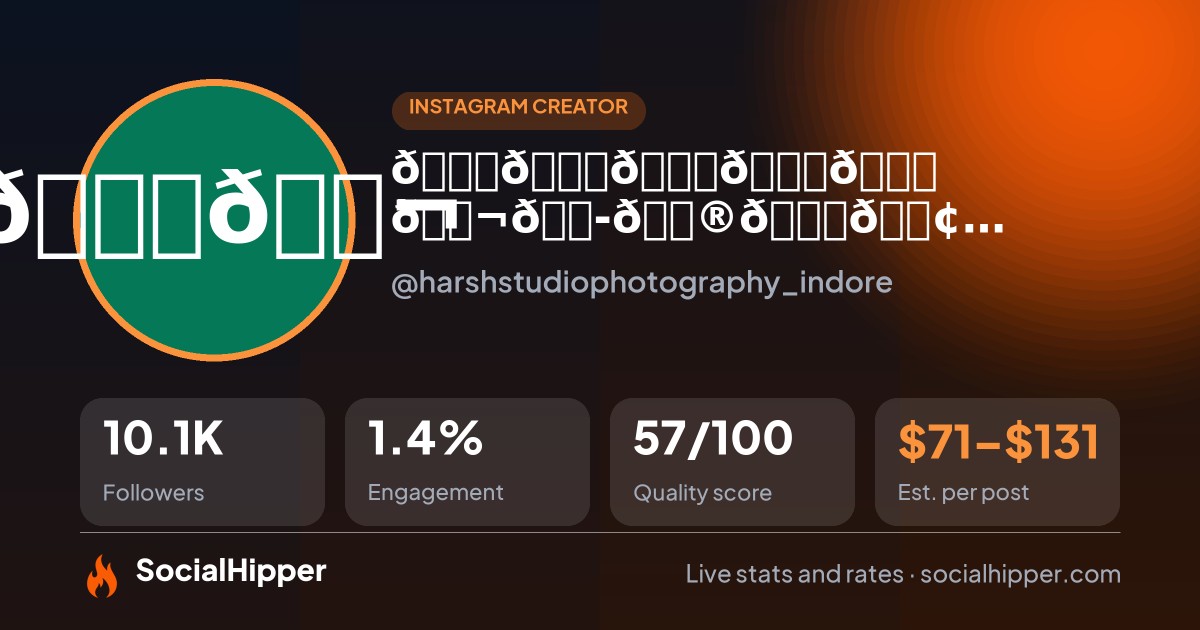 𝐇𝐀𝐑𝐒𝐇 𝐬𝐭𝐮𝐝𝐢𝐨 𝐩𝐡𝐨𝐭𝐨𝐠𝐫𝐚𝐩𝐡𝐲 | Wedding Photographer in Indore, India Instagram stats on SocialHipper