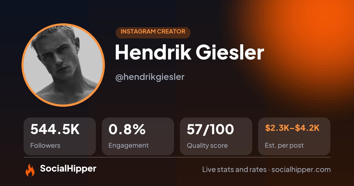Hendrik Giesler Instagram stats on SocialHipper