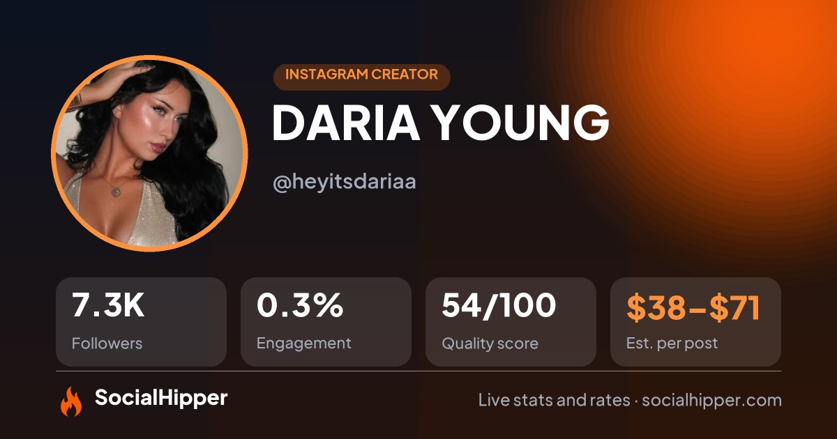 DARIA YOUNG Instagram stats on SocialHipper