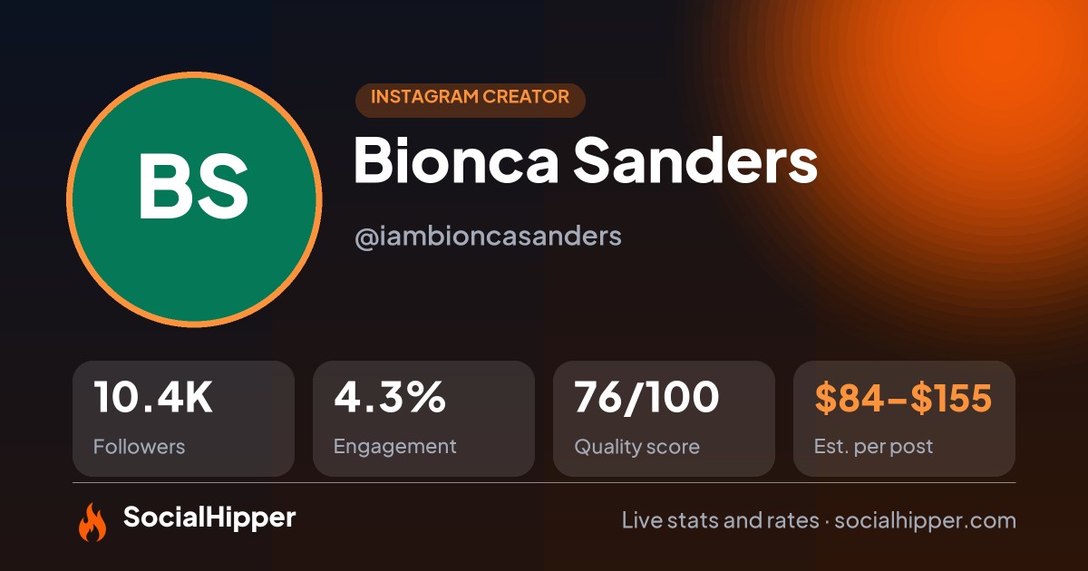 Bionca Sanders Instagram stats on SocialHipper