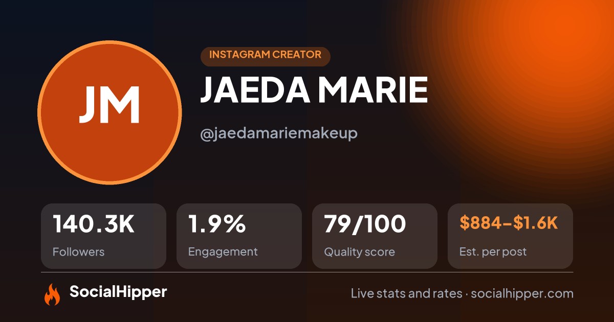 JAEDA MARIE Instagram stats on SocialHipper