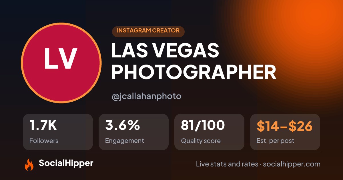 LAS VEGAS PHOTOGRAPHER Instagram stats on SocialHipper