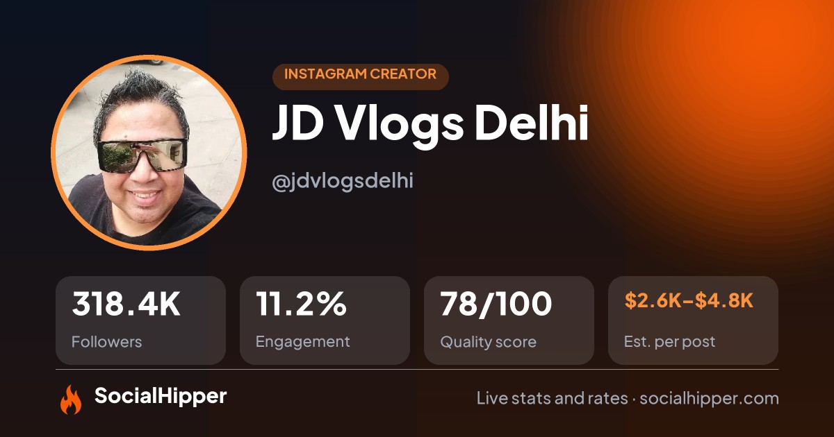 JD Vlogs Delhi Instagram stats on SocialHipper