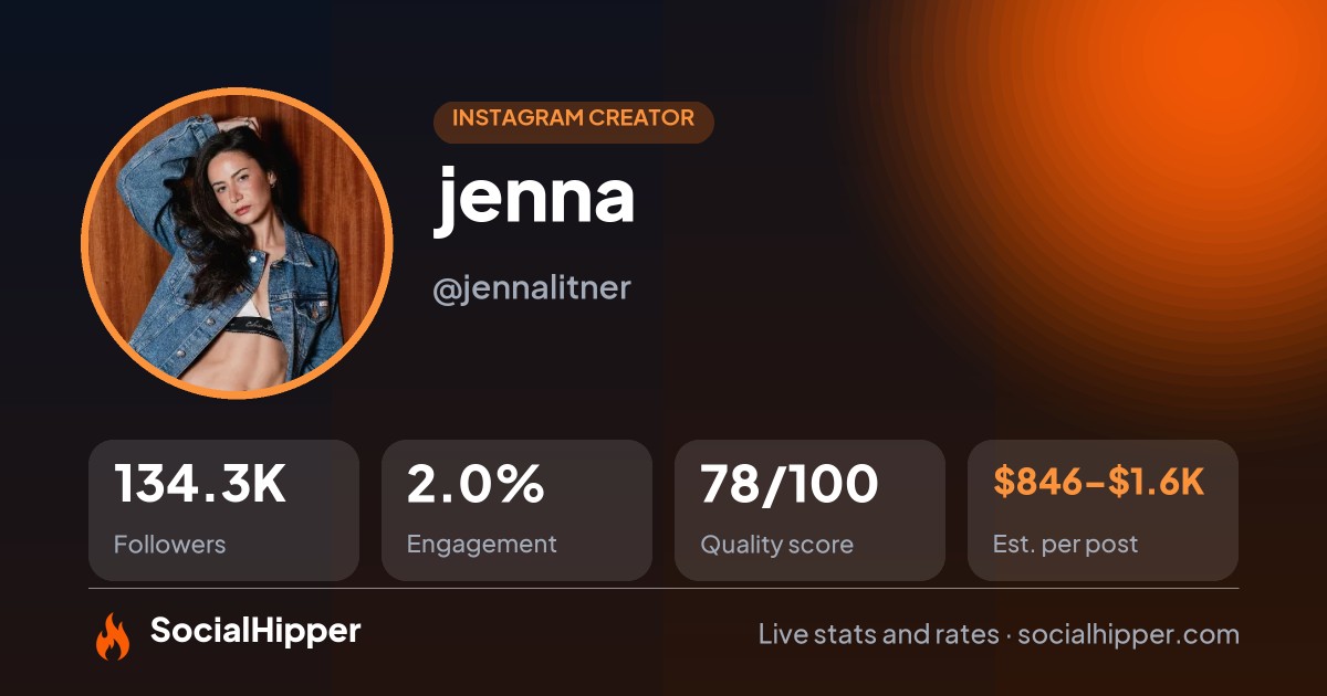 jenna Instagram stats on SocialHipper