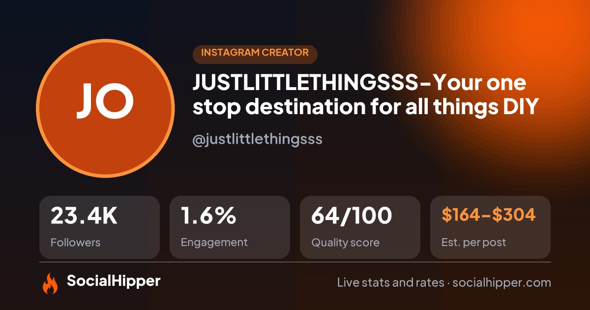 JUSTLITTLETHINGSSS-Your one stop destination for all things DIY Instagram stats on SocialHipper