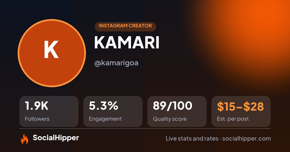 KAMARI Instagram stats on SocialHipper