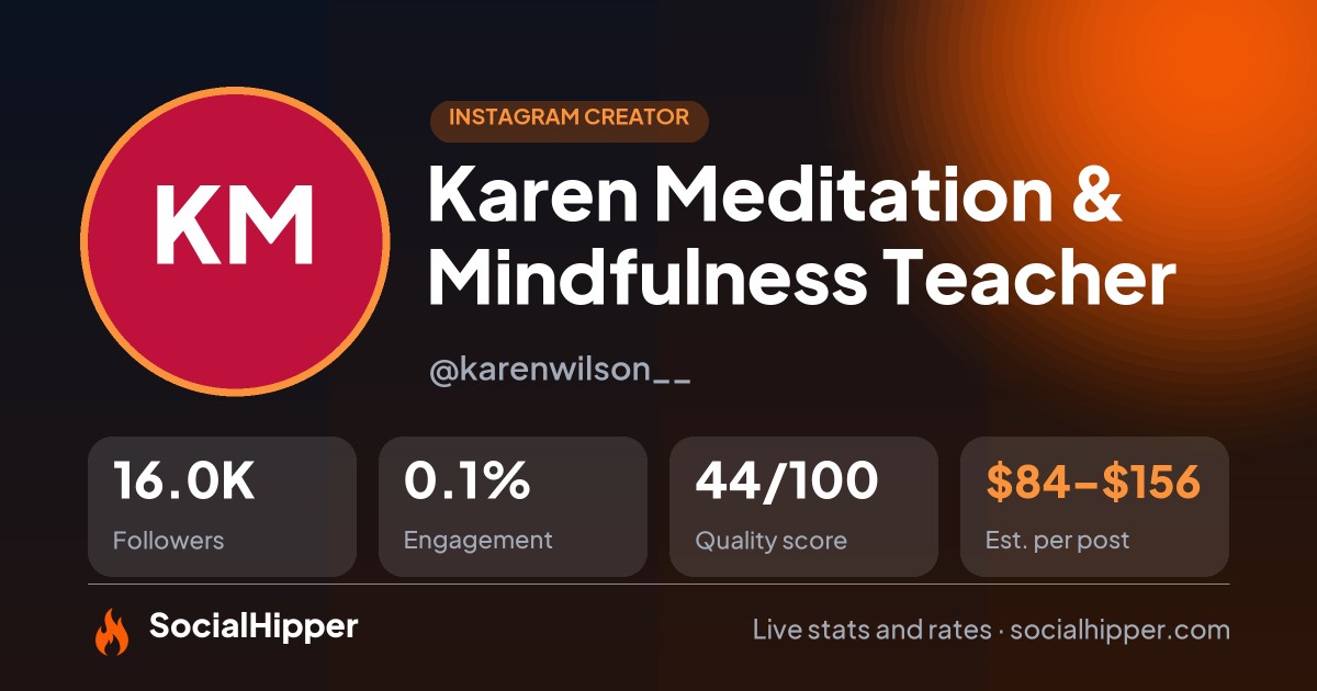 Karen 🦋 Meditation & Mindfulness Teacher Instagram stats on SocialHipper