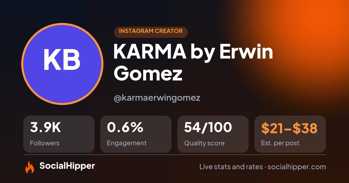 KARMA by Erwin Gomez Instagram stats on SocialHipper