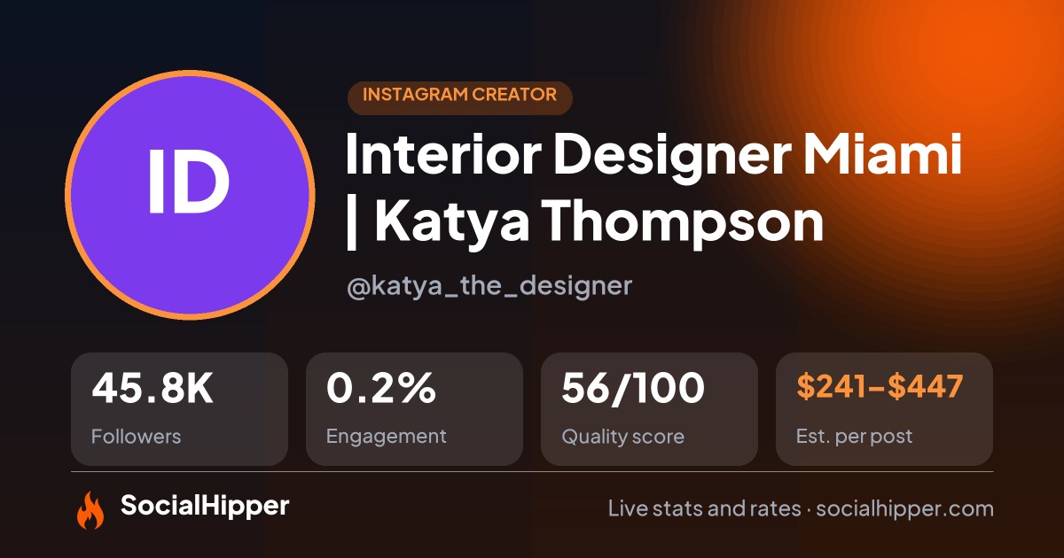 Interior Designer Miami | Katya Thompson Instagram stats on SocialHipper