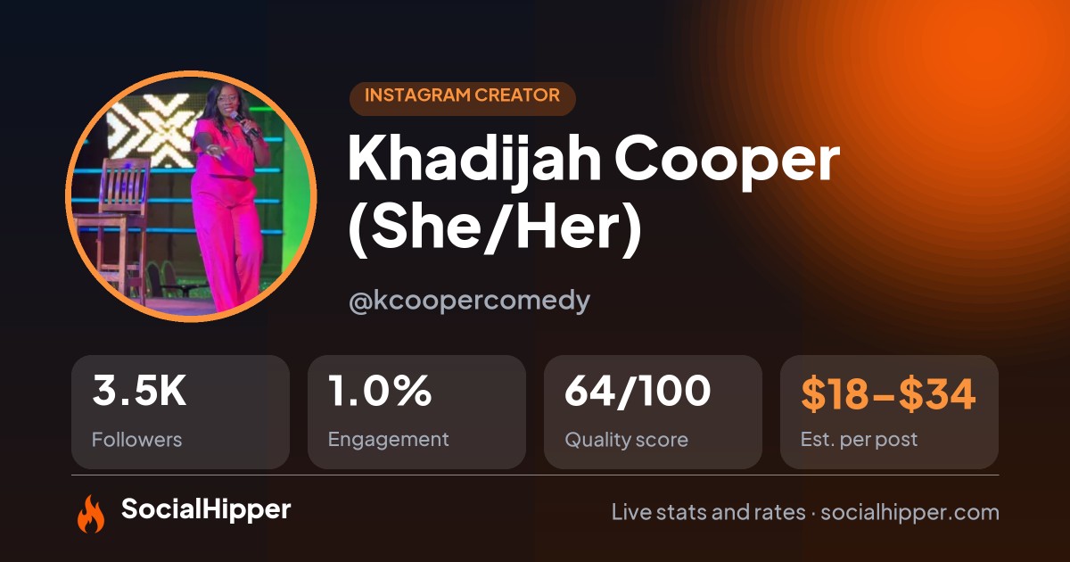 Khadijah Cooper (She/Her) Instagram stats on SocialHipper