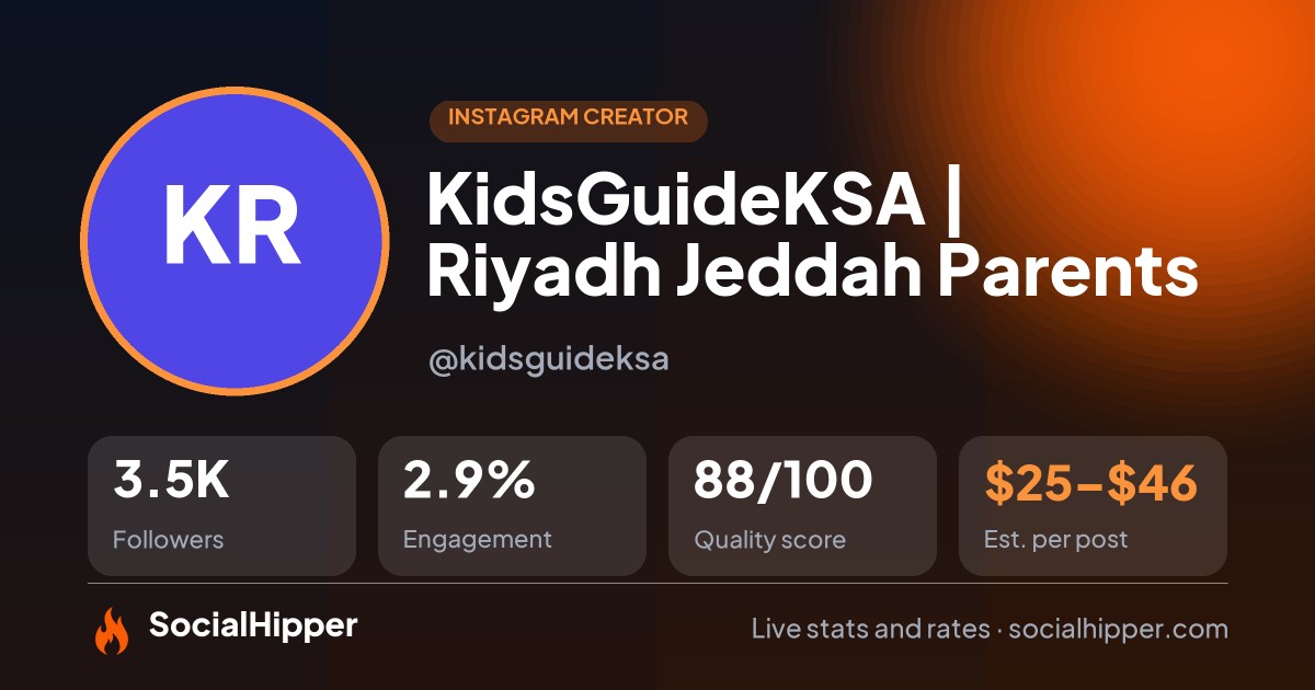 KidsGuideKSA | Riyadh Jeddah Parents Instagram stats on SocialHipper