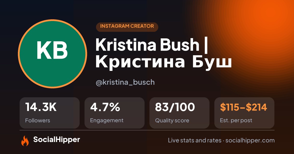 Kristina Bush | Кристина Буш Instagram stats on SocialHipper