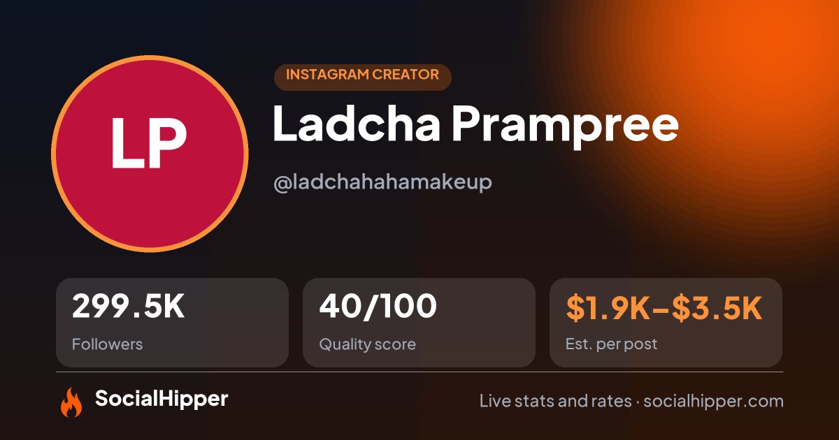 Ladcha Prampree Instagram stats on SocialHipper