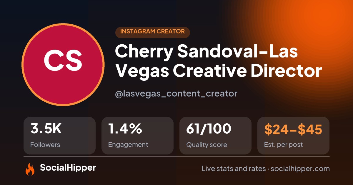 Cherry Sandoval-Las Vegas Creative Director Instagram stats on SocialHipper