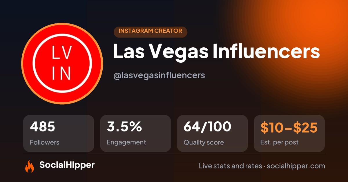 Las Vegas Influencers Instagram stats on SocialHipper