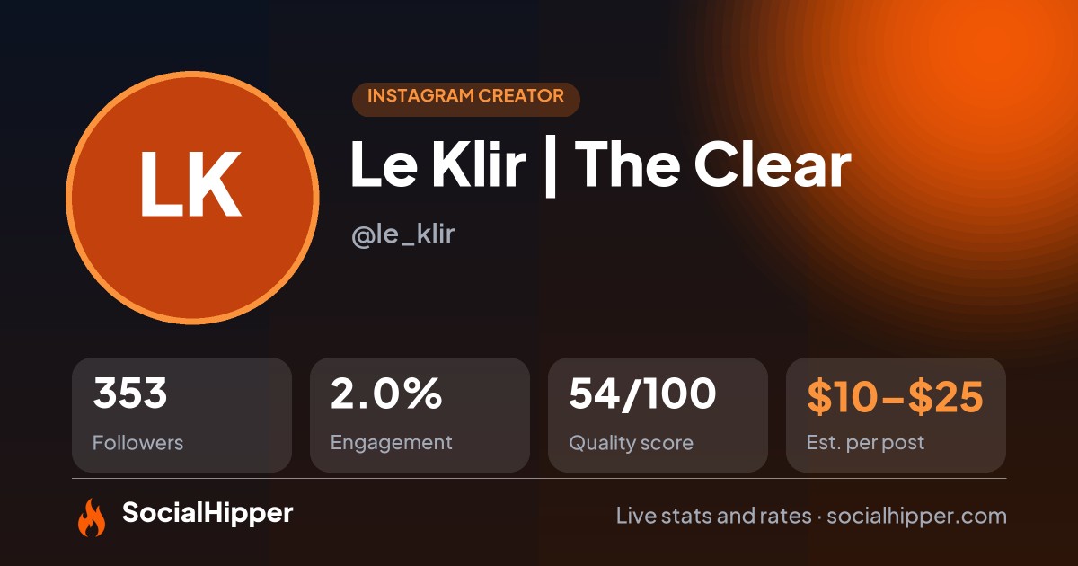 Le Klir | The Clear Instagram stats on SocialHipper