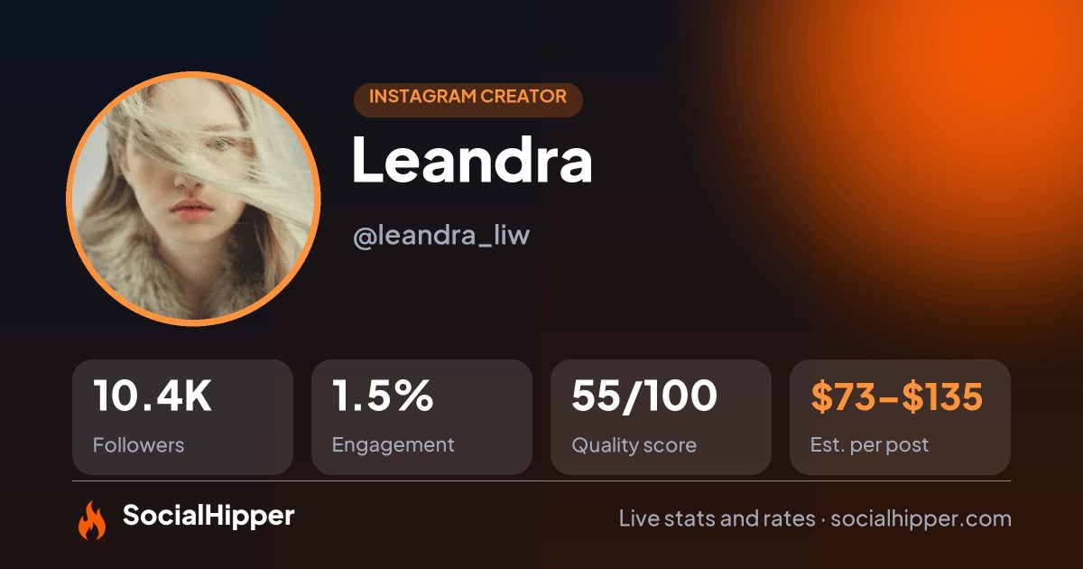 Leandra Instagram stats on SocialHipper