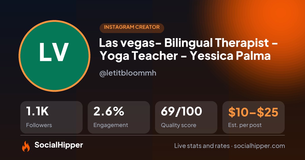 Las vegas- Bilingual Therapist - Yoga Teacher - Yessica Palma Instagram stats on SocialHipper