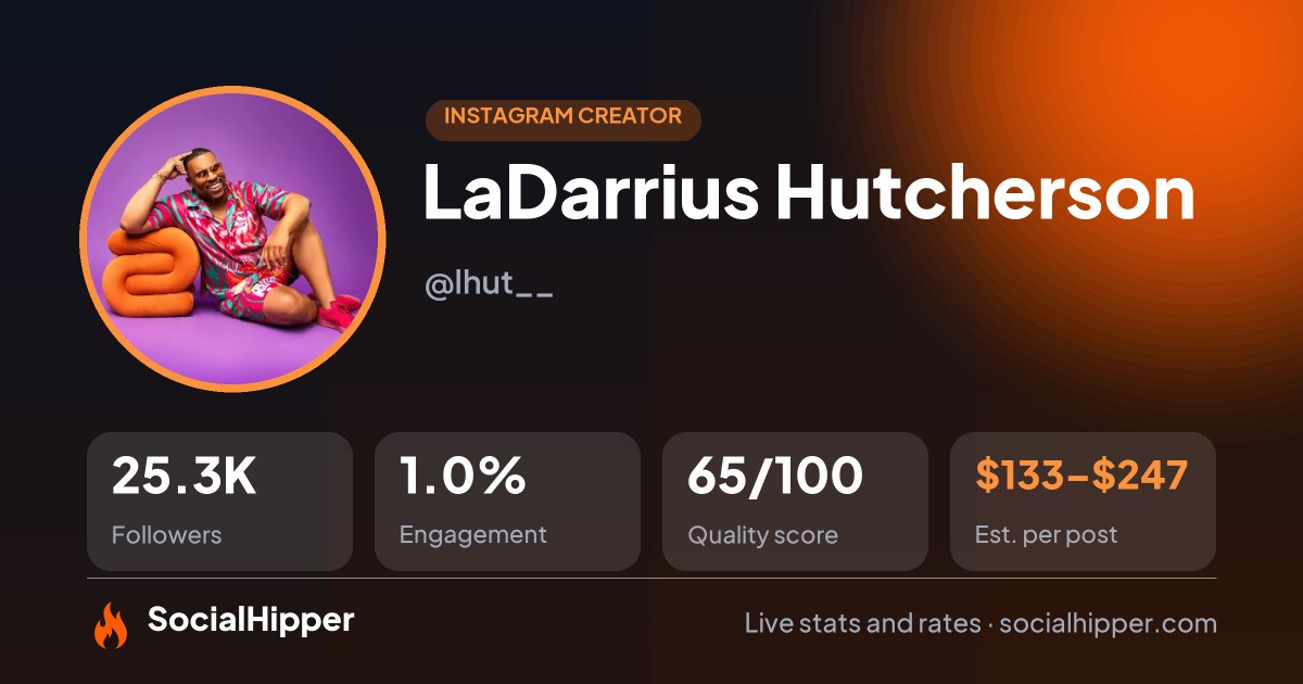 LaDarrius Hutcherson Instagram stats on SocialHipper