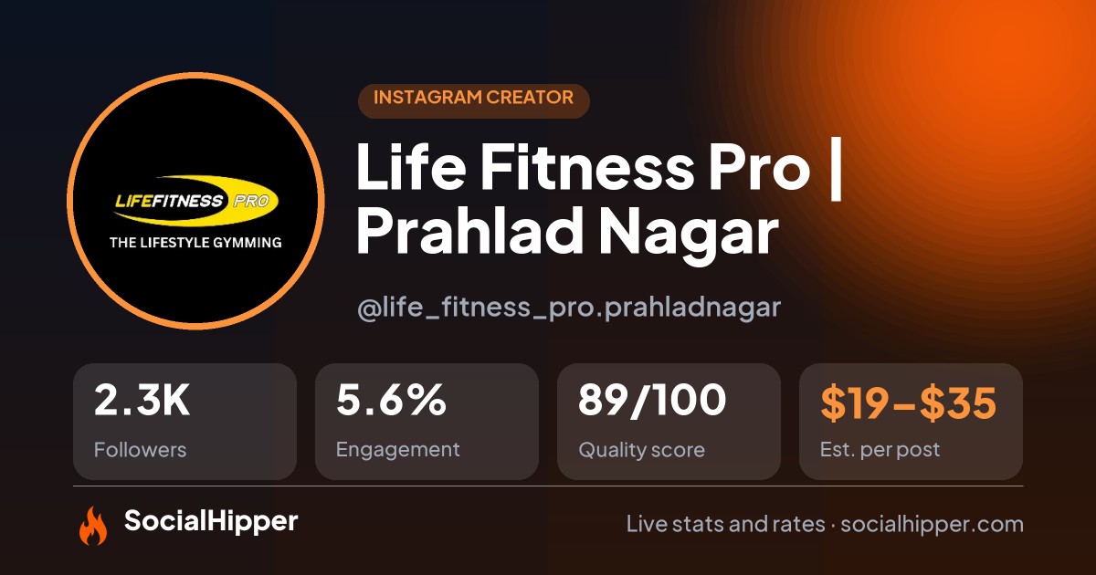 Life Fitness Pro | Prahlad Nagar Instagram stats on SocialHipper