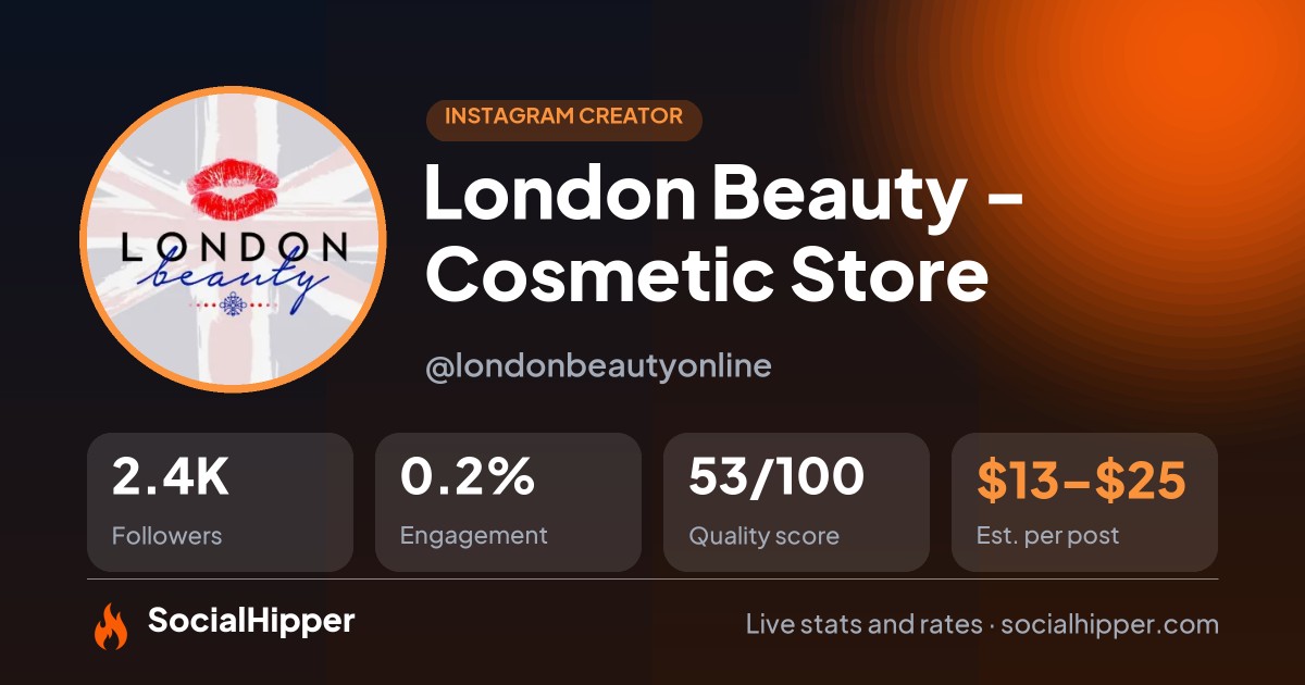 London Beauty - Cosmetic Store Instagram stats on SocialHipper