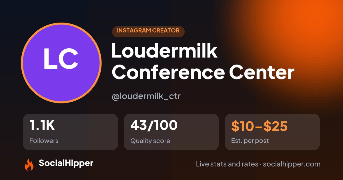 Loudermilk Conference Center Instagram stats on SocialHipper