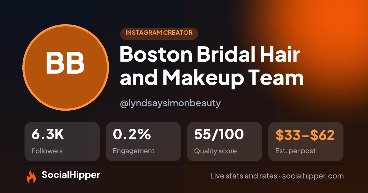 Boston Bridal Hair and Makeup Team Instagram stats on SocialHipper