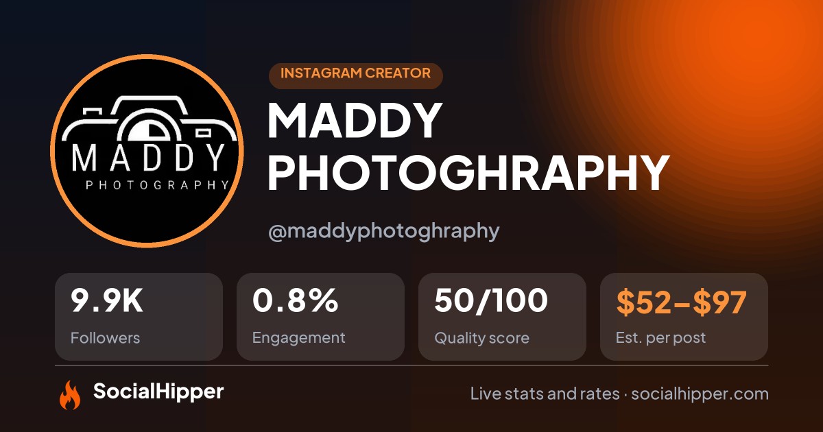 MADDY PHOTOGHRAPHY  🎥 Instagram stats on SocialHipper