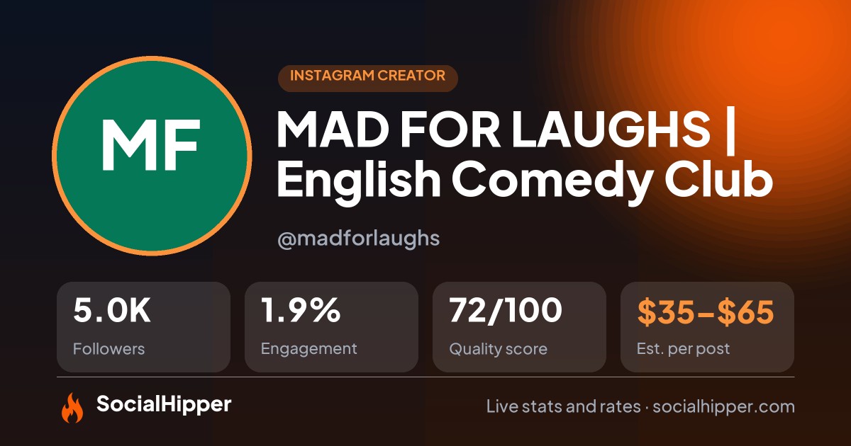 MAD FOR LAUGHS | English Comedy Club Instagram stats on SocialHipper