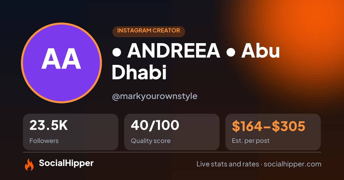 • ANDREEA • Abu Dhabi Instagram stats on SocialHipper