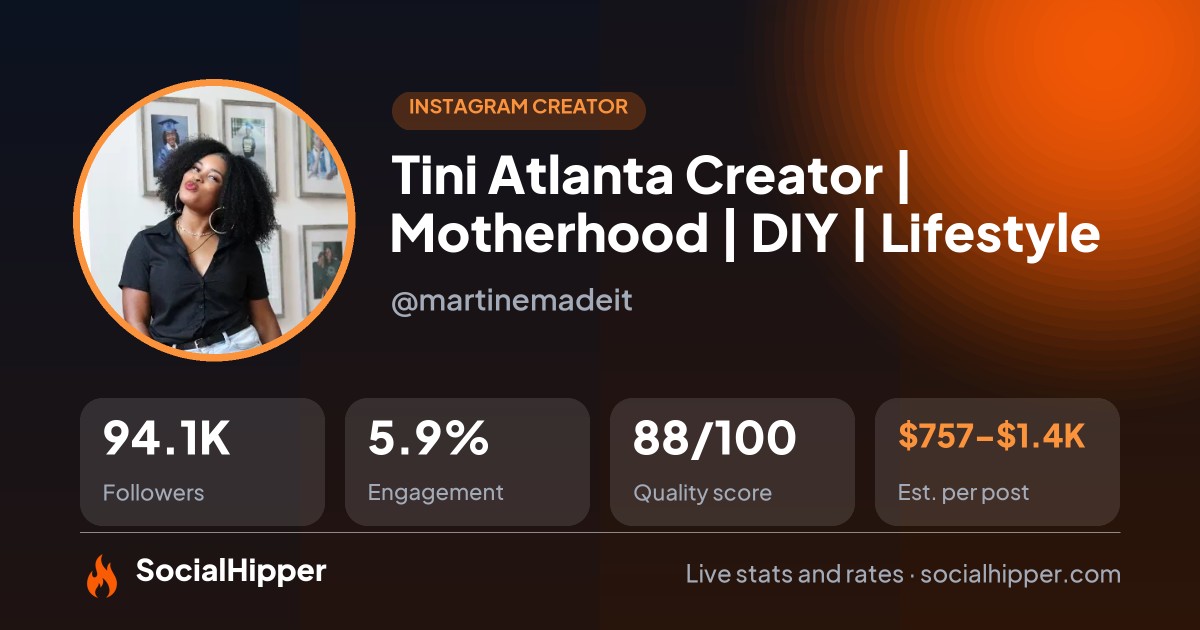 Tini 🇭🇹 Atlanta Creator | Motherhood | DIY | Lifestyle Instagram stats on SocialHipper