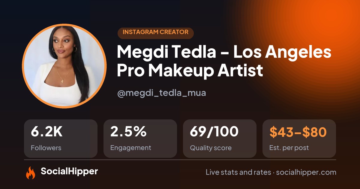Megdi Tedla - Los Angeles Pro Makeup Artist Instagram stats on SocialHipper