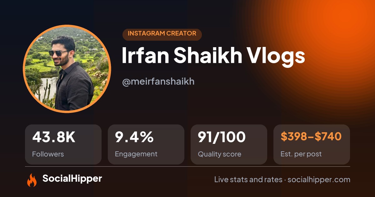 Irfan Shaikh Vlogs Instagram stats on SocialHipper