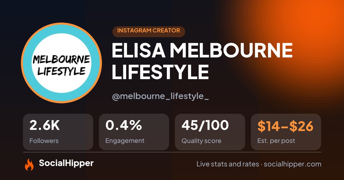 ELISA 🥑 MELBOURNE LIFESTYLE Instagram stats on SocialHipper