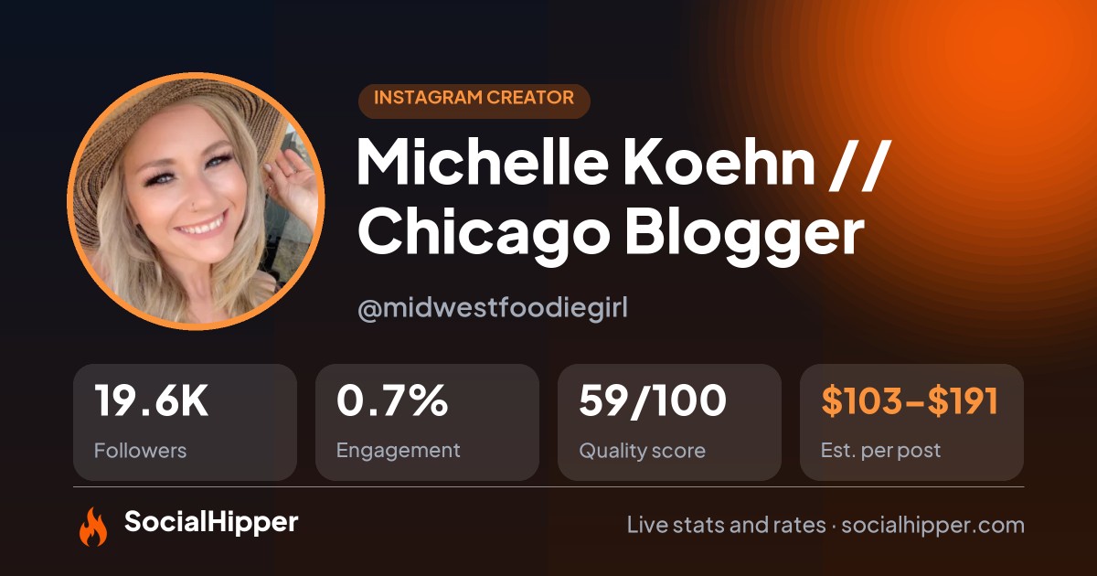 Michelle Koehn // Chicago Blogger Instagram stats on SocialHipper