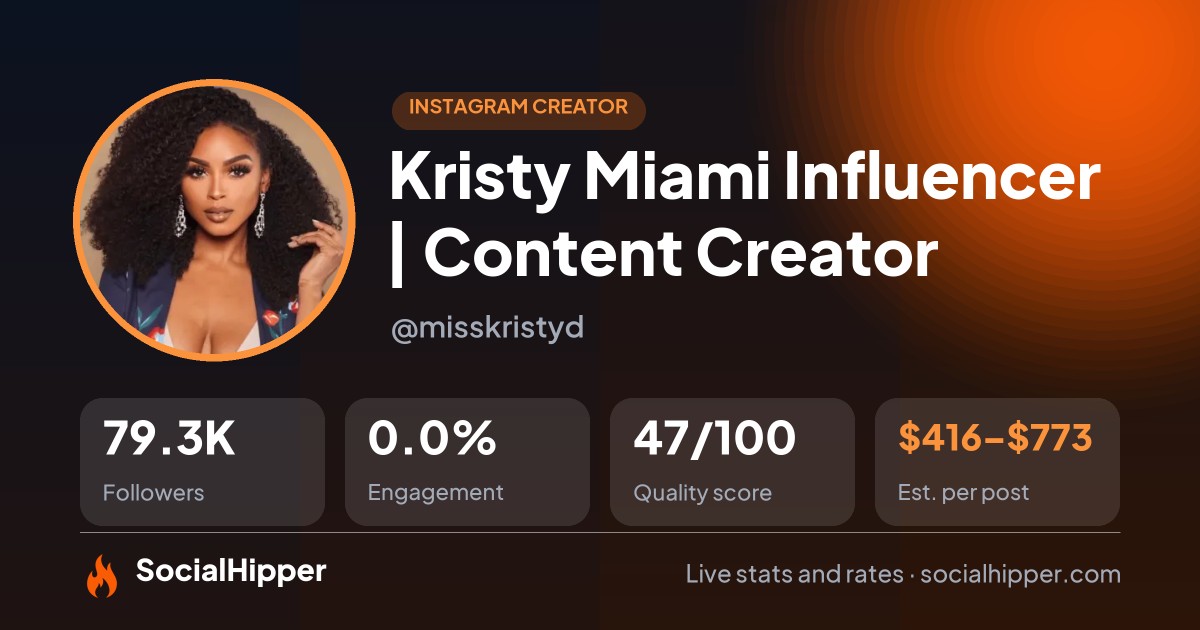 Kristy🦋 Miami Influencer 🌴 | Content Creator 📸 Instagram stats on SocialHipper