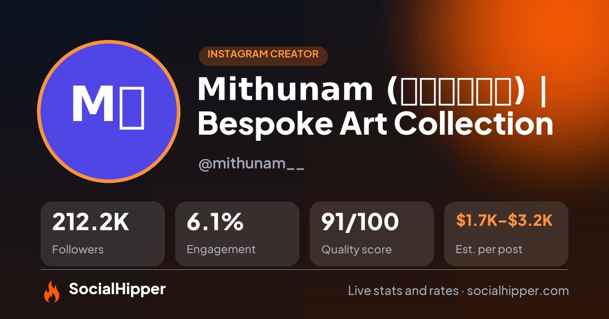 Mithunam (మిథునం) | Bespoke Art Collection Instagram stats on SocialHipper