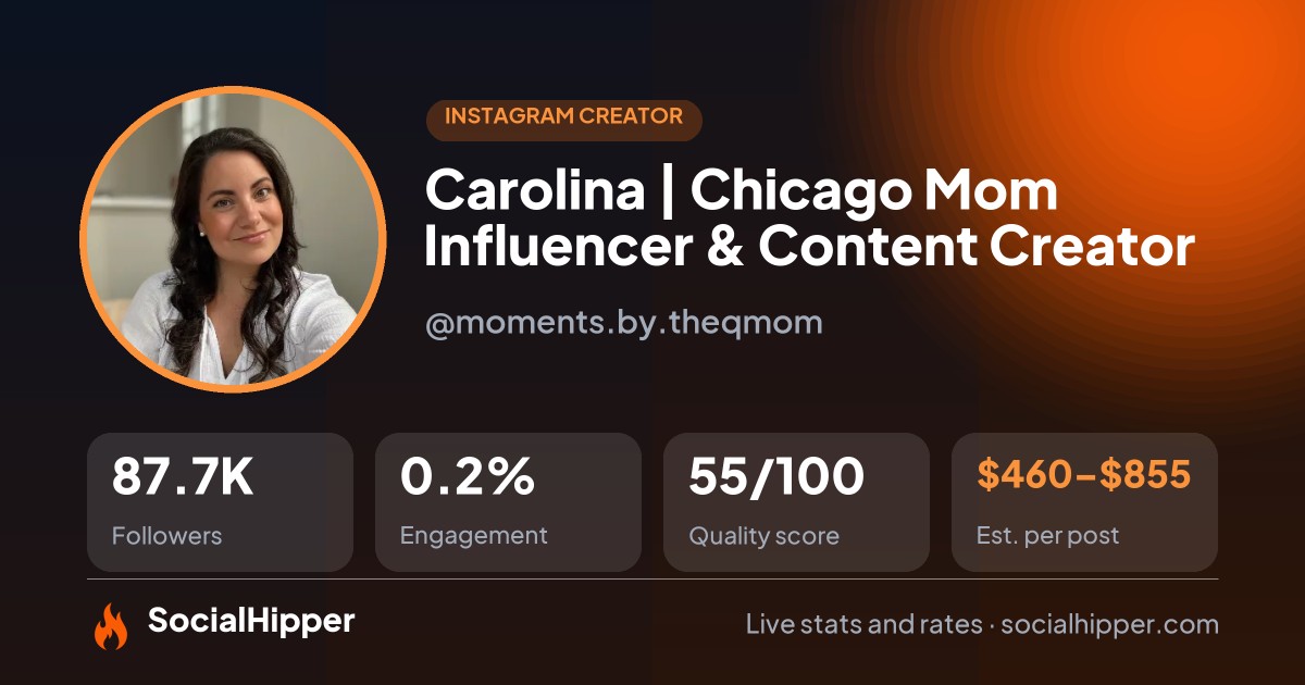 Carolina | Chicago Mom Influencer & Content Creator Instagram stats on SocialHipper