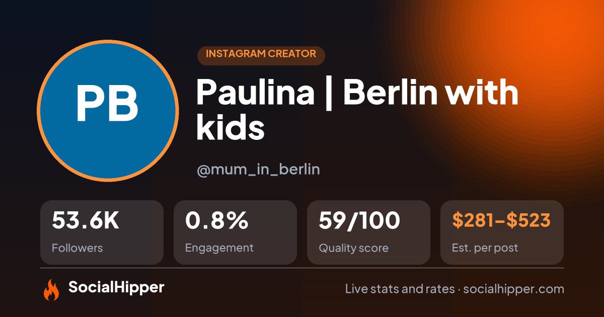 Paulina | Berlin with kids Instagram stats on SocialHipper