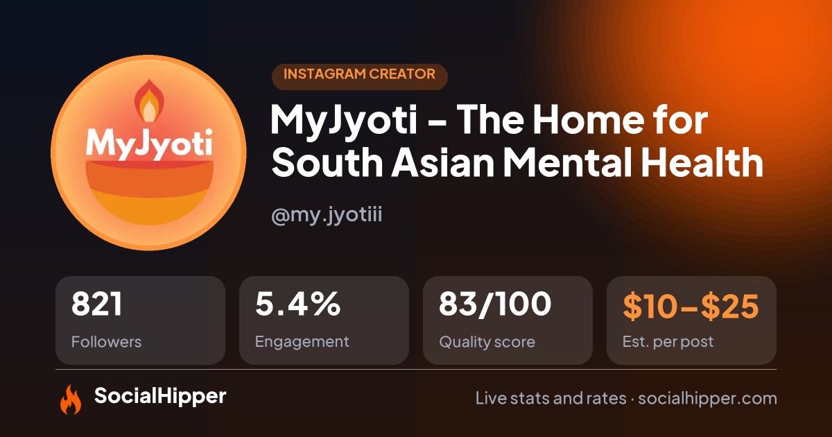 MyJyoti - The Home for South Asian Mental Health Instagram stats on SocialHipper