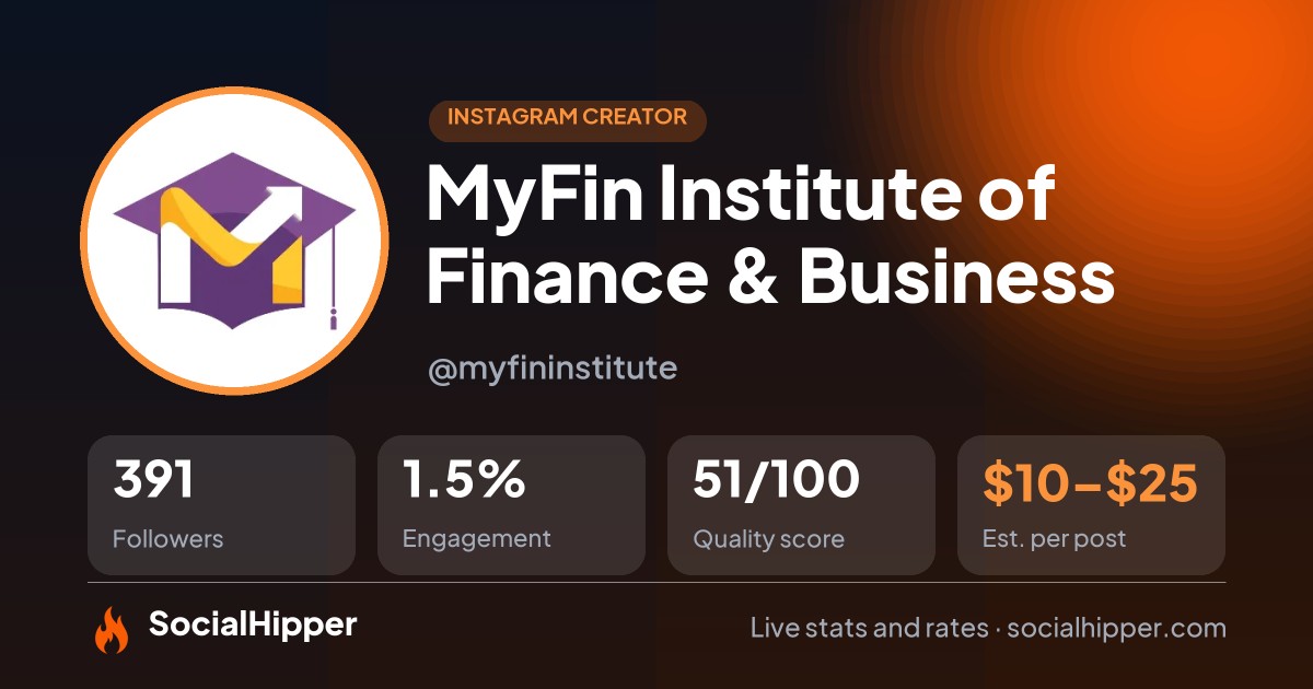 MyFin Institute of Finance & Business Instagram stats on SocialHipper