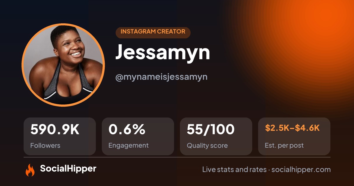 Jessamyn Instagram stats on SocialHipper