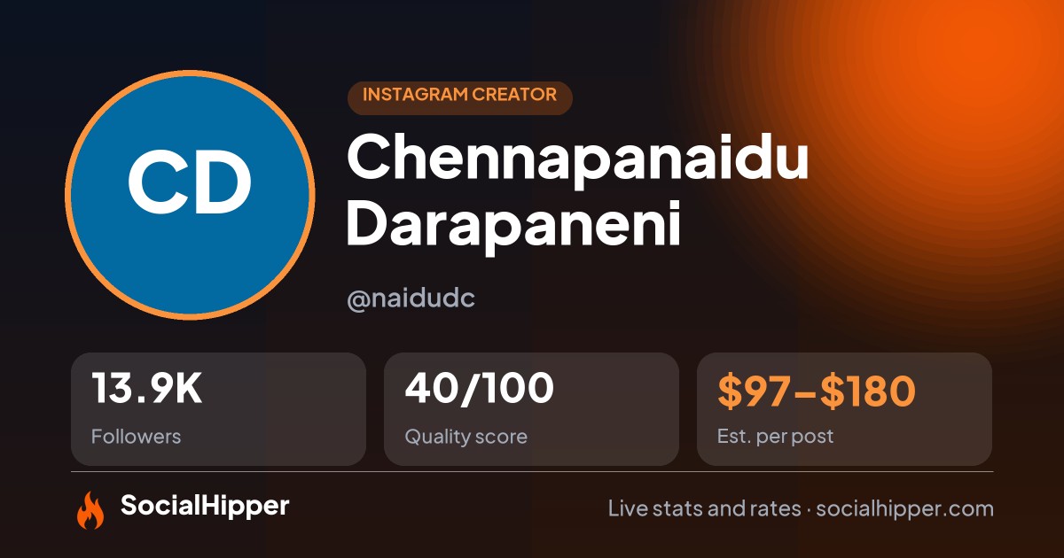 Chennapanaidu Darapaneni Instagram stats on SocialHipper