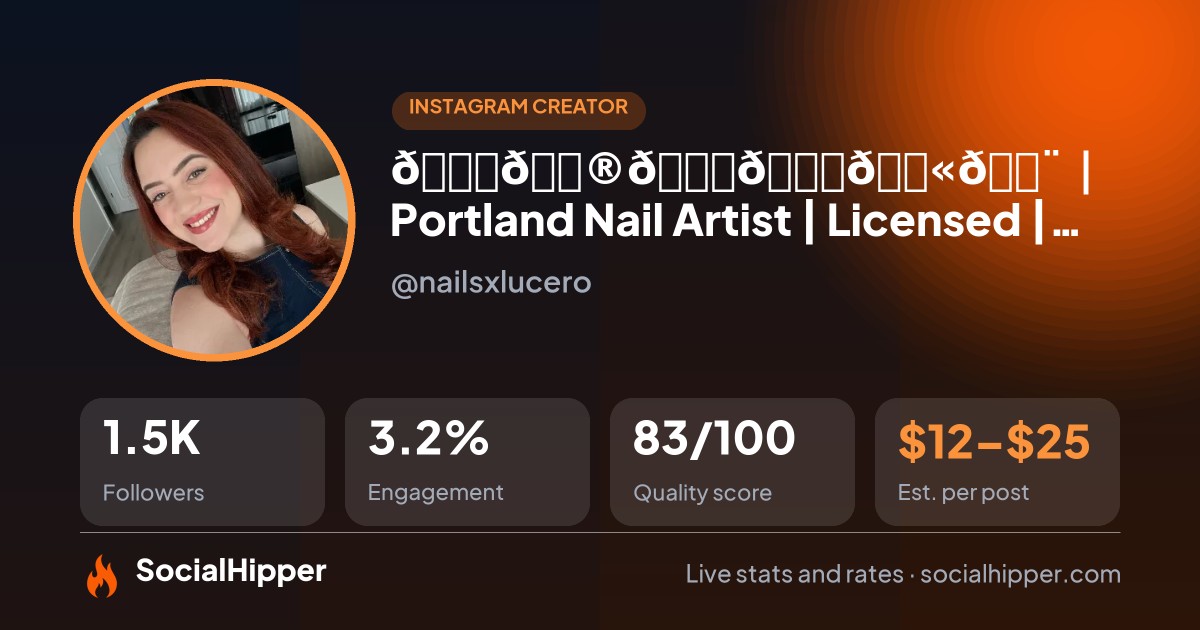 𝐋𝐮𝐜𝐞𝐫𝐨 | Portland Nail Artist | Licensed | UGC Instagram stats on SocialHipper