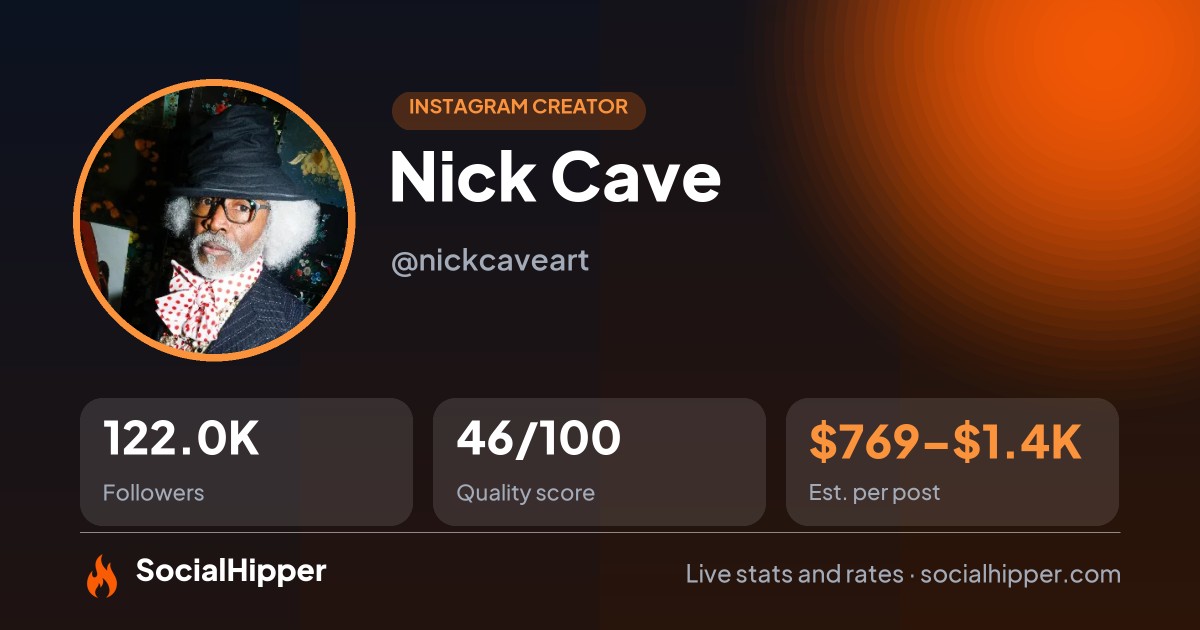 Nick Cave Instagram stats on SocialHipper