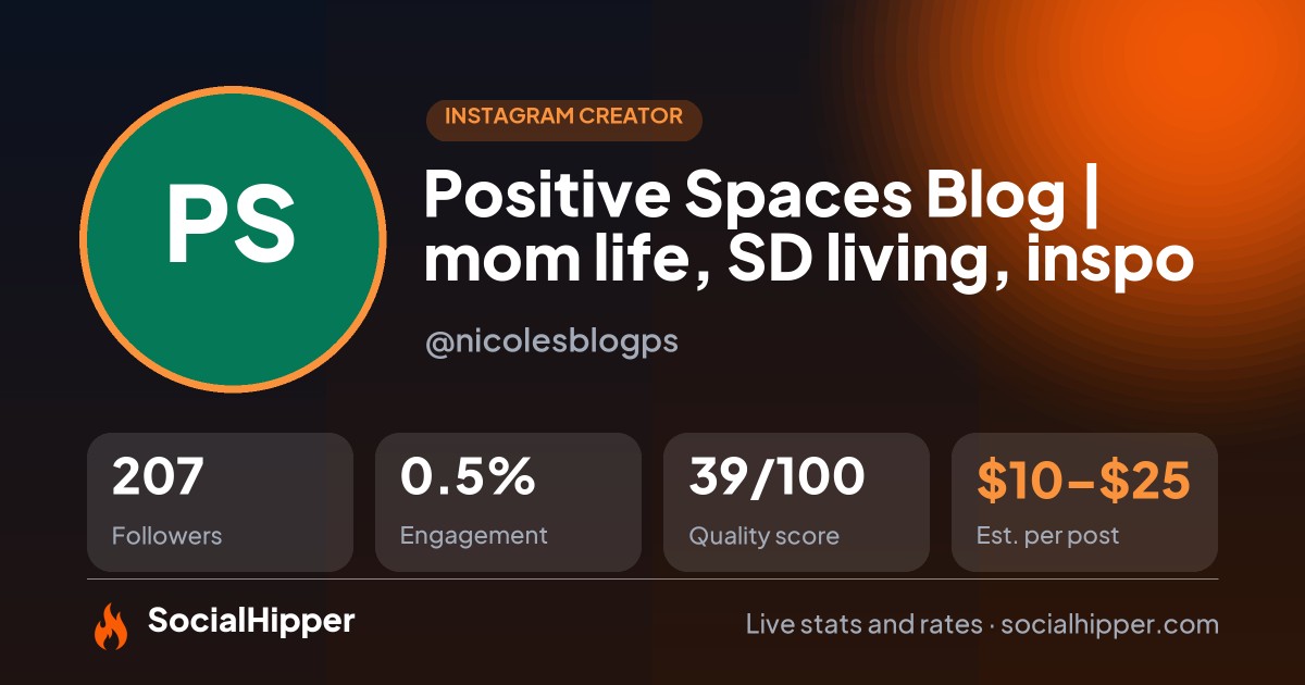 Positive Spaces Blog | mom life, SD living, inspo🫶🏼 Instagram stats on SocialHipper